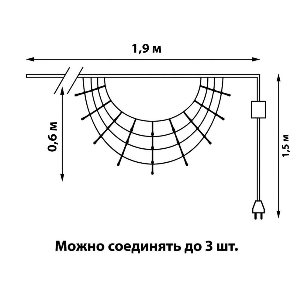 ULD-E1906-180-DTK MULTI IP20 RAINBOW-2 Занавес светодиодный фигурный Радуга. 1.9х0.6м. 14 подвесов. 180 светодиодов. Красный. зеленый. белый. синий свет. Провод прозрачный. TM Uniel.