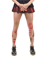 Колготки с принтом в виде дорожных знаков (Размер: S-M-L) (Цвет: бежевый)