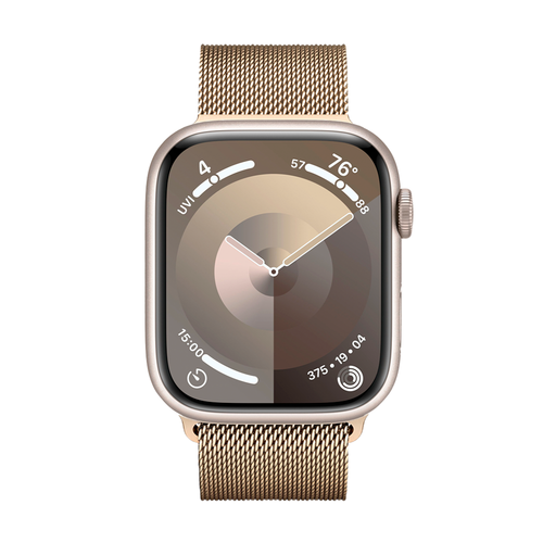 Умные часы Apple Watch Series 9 GPS, 45mm, Aluminium Case with Milanese Loop, Starlight/Gold (Сияющая звезда/Золотой) MR9P3/MTJP3