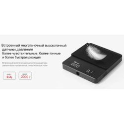 Весы кофейные портативные MINI SCALE (POUR-OVER&ESPRESSO) белые 0,2-2000гр батарея 1800mAH ZeroHero