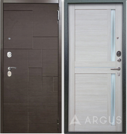 Входная дверь АД 2П Форт Венге горизонт (черный муар) замки Аргус / Мирра буксус, белые стекла