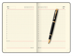 Подарочный набор Parker: ручка-роллер Parker IM Metal Black GTи ежедневник черного цвета с имитацией под кожу рептилии