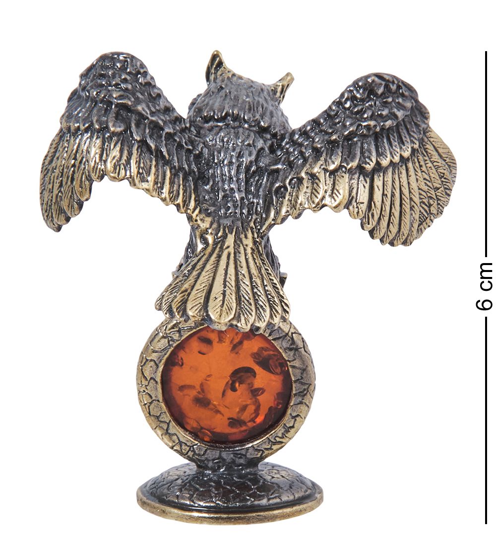 Народные промыслы AM- 349 Фигурка «Сова на Луне» (латунь, янтарь)