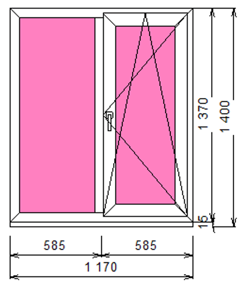 Пластиковое окно 1370 х 1170 ТермА Эко