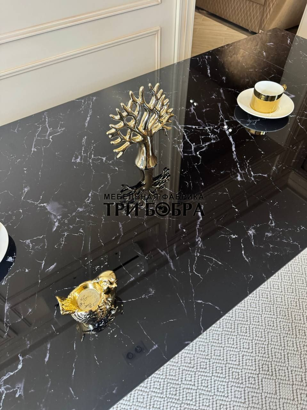 Кухонный раздвижной стол "Вирджиния", черный мрамор