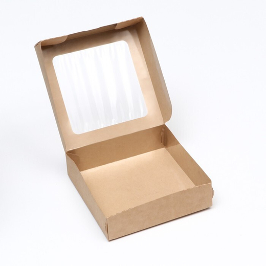 Коробка 15 х 15 х 4 см с окошком и ламинацией