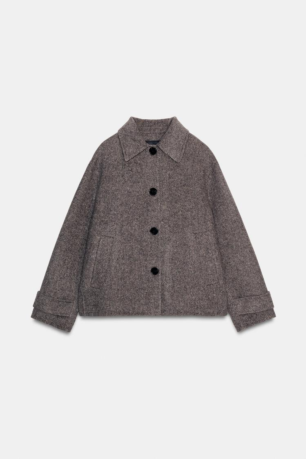 ZARA КОРОТКОЕ ПАЛЬТО ИЗ ШЕРСТИ, РЫЖЕВАТО-КОРИЧНЕВЫЙ