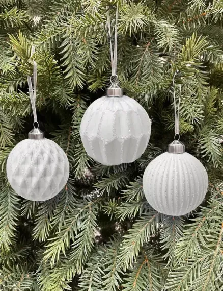 Набор винтажных стеклянных шаров Белый танец 80 мм., белый, 9 шт., Christmas DeLuxe (13038)