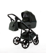 Детская универсальная коляска Adamex NOLA Natura FOREST-12 (2в1) - Темно-зелная ткань, Темно-зеленая экокожи