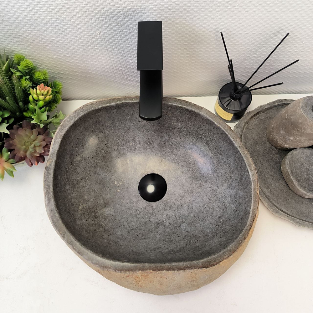 Раковина из речного камня RS-64113 (42*40*15) 0122