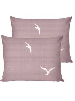 Постельное белье перкаль Сказка "Чайки/Чайки (компаньон)" евро Наволочка 50х70 см 2 шт Простынь на резинке 180x200 см Пододеяльник 200x215 см