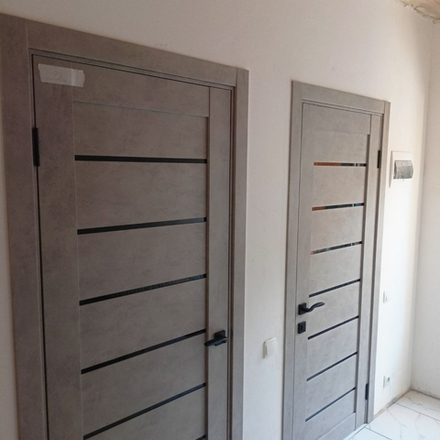 Дверь межкомнатная с темными стеклянными вставками