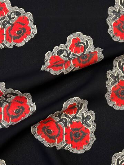 Шелк креп Max Mara черный с красными маками