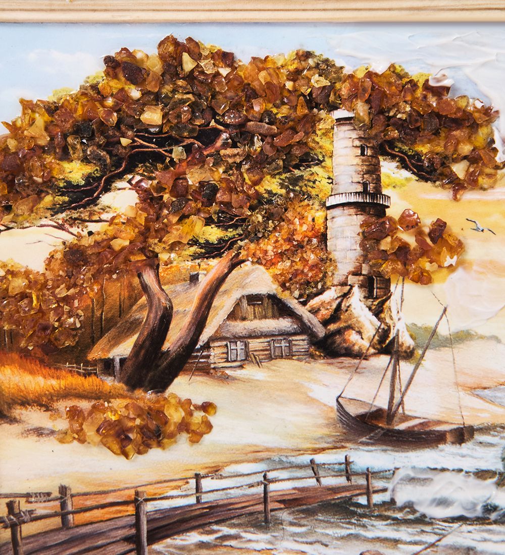 AMB-03/57 Картина «Красота природы» (с янтарной крошкой) H-32см