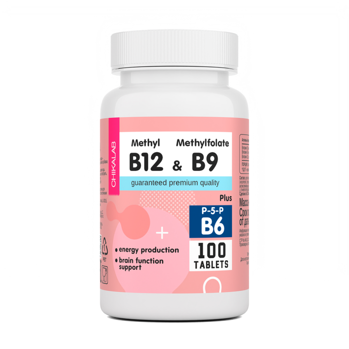 Комплекс Витаминов B6, B9 и B12, Methyl B12 and Methylfolate B9 +B6, Chikalab, 100 таблеток