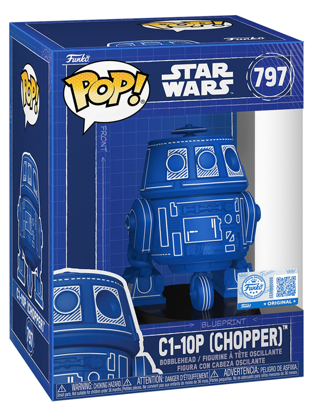 Фигурка Funko POP! Bobble Star Wars C1-10P (Chopper) (Exc) (797) 88253