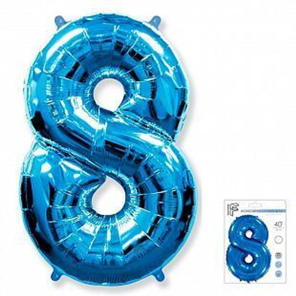 Шар фольгированный Цифра &quot;8&quot; синий 40&quot; с гелием
