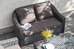 "Кон Панна" диван из искусственного ротанга двухместный, цвет графит