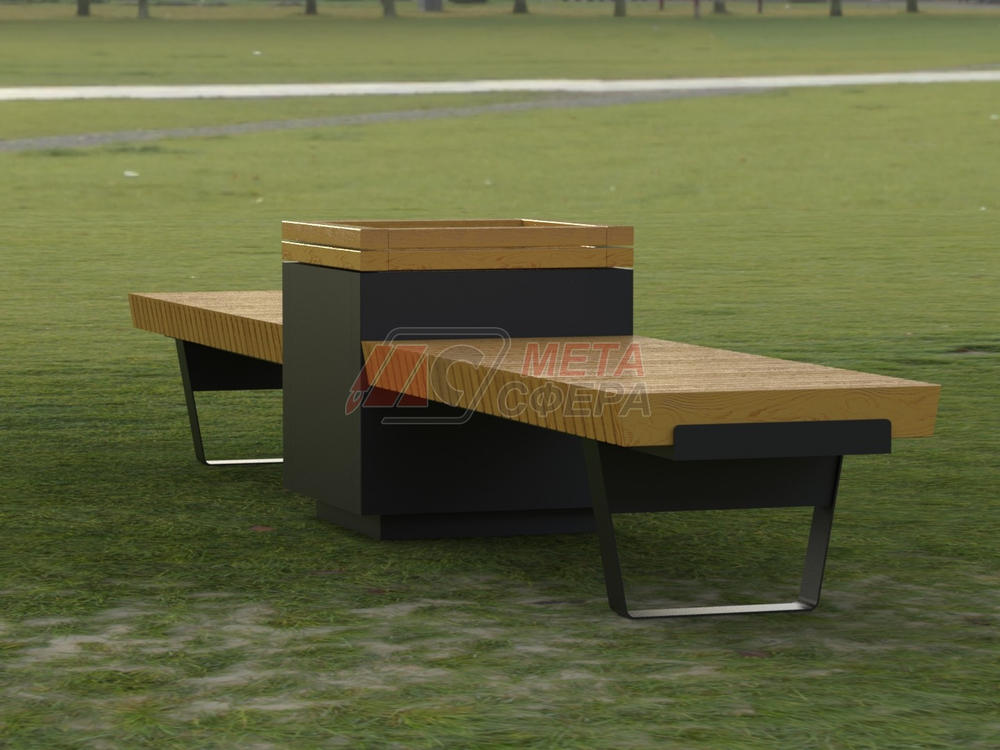 Лавка Rail Road 02 двойная с высоким вазоном