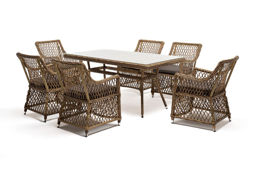 "Латте" обеденная группа плетеная, цвет соломенный