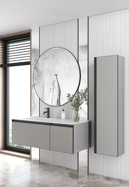 Тумба с раковиной Armadi Art QUATRO 2 120 с подсветкой, LUNA/профиль ANTHRACITE