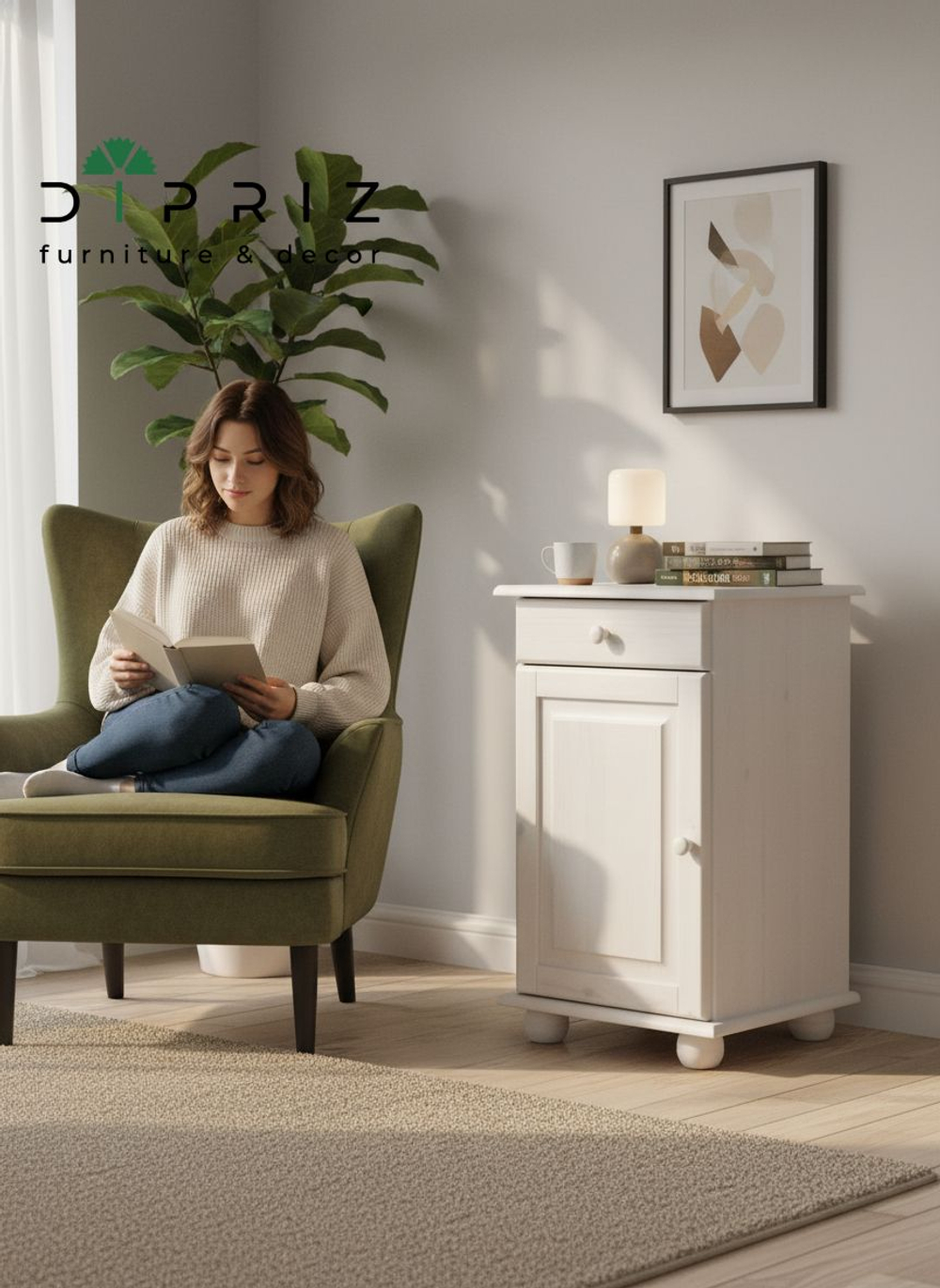 Тумба, 48х39х81, Лена, для кухни и ванной, с ящиком (нижняя часть буфета Лена), белый, Dipriz