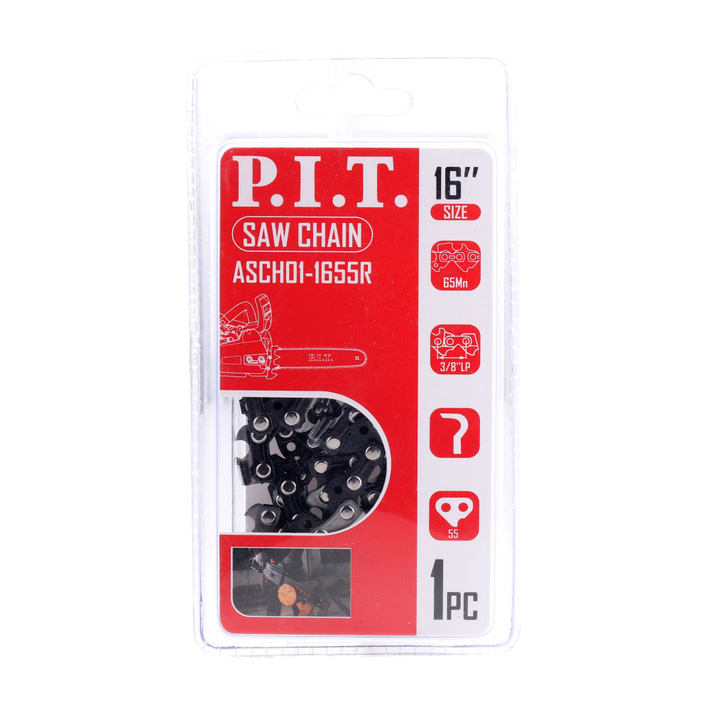 (ХОС) Цепь пильная для цепных пил P.I.T. 55 звеньев, 3/8", 1,3 мм  (ASCH01-1655R)