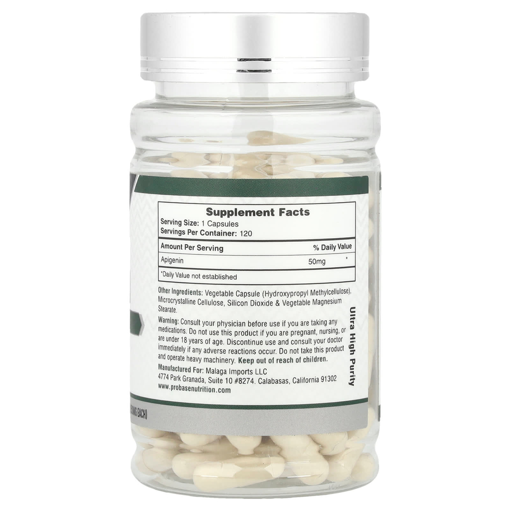 Probase Nutrition, Апигенин, 50 мг, 120 капсул