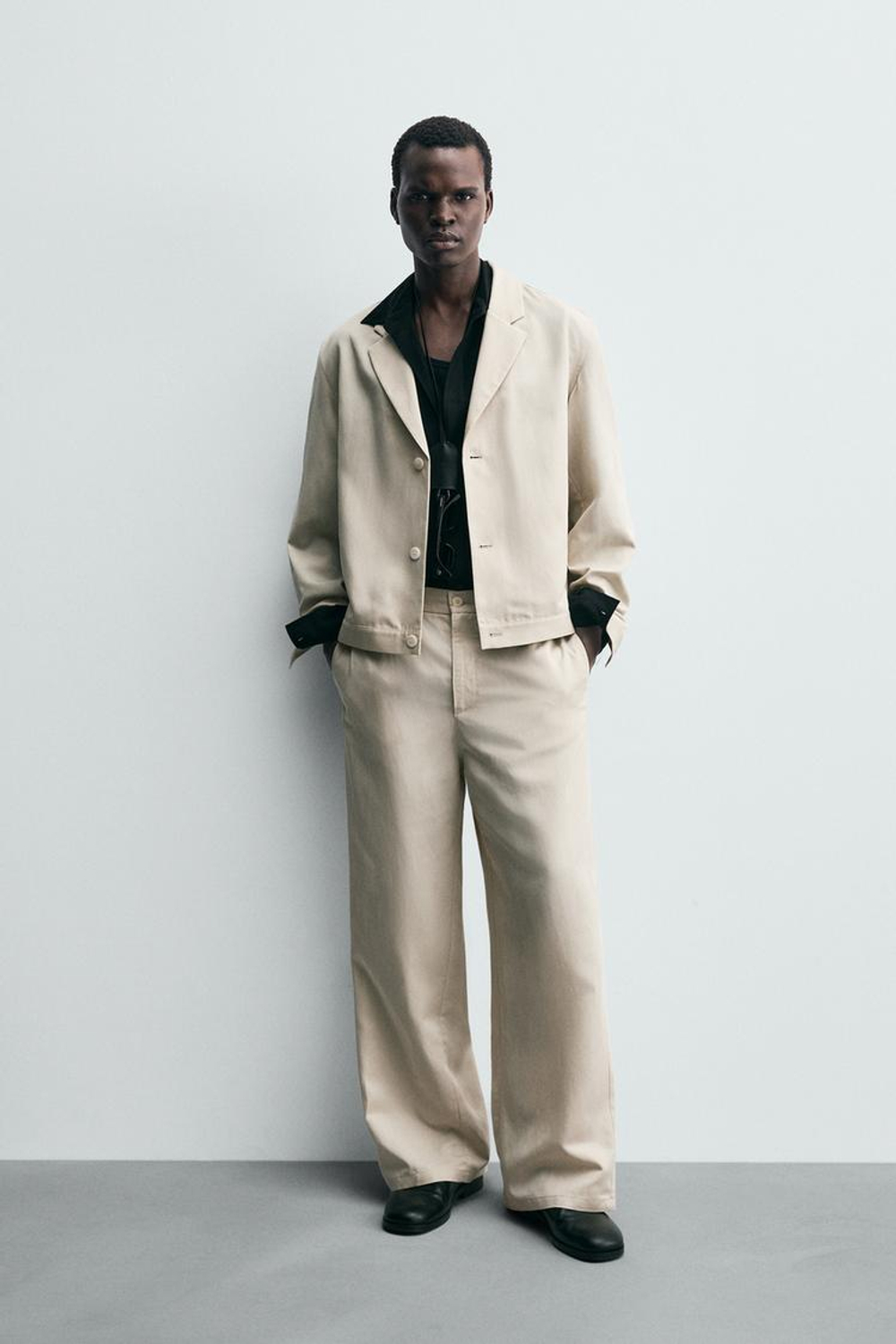 ZARA КУРТКА-РУБАШКА СВОБОДНОГО КРОЯ, БЕЖЕВЫЙ