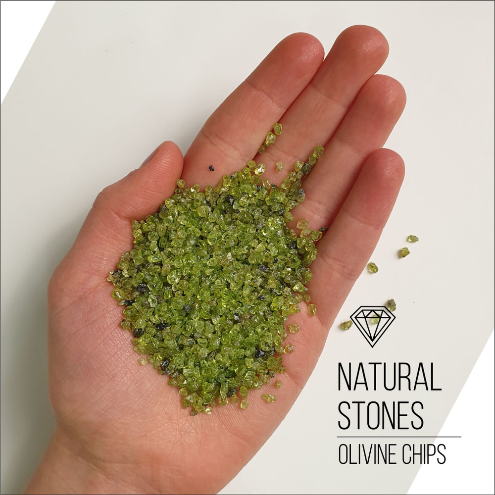 Натуральный камень Olivine Chips, 5мм, 100гр