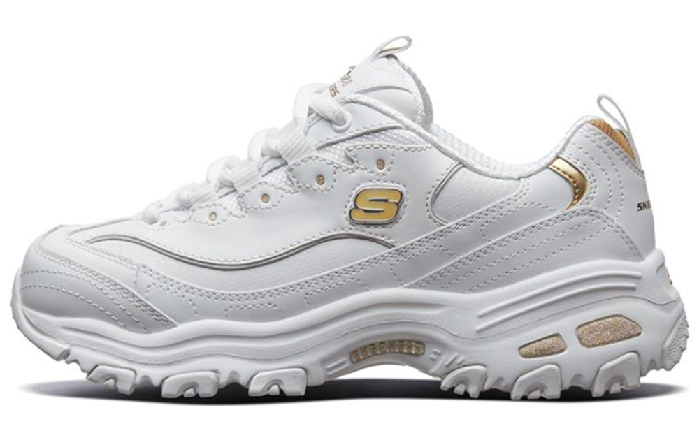 Skechers D'LITES Little White Bear gold label Little white Bear low-cut daddy shoes women's white gold