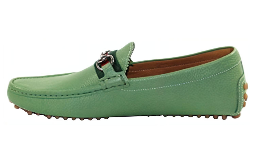 GUCCI Horsebit Gommino Loafers Men"s Green