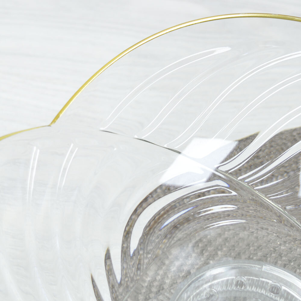 Фруктовница 25*12см прозрачная с золотой каймой, PP