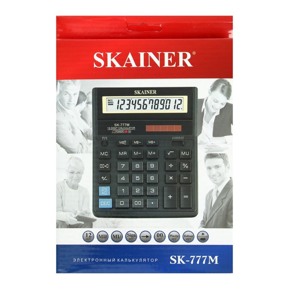Калькулятор настольный SKAINER 12 Bit, LCD, 20*15.7*3.2 см, чёрный