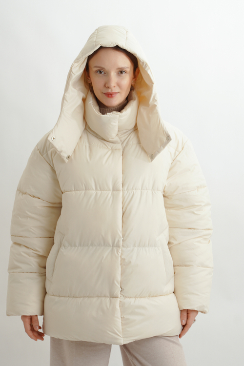 Объемная зимняя куртка Unisex, молочный