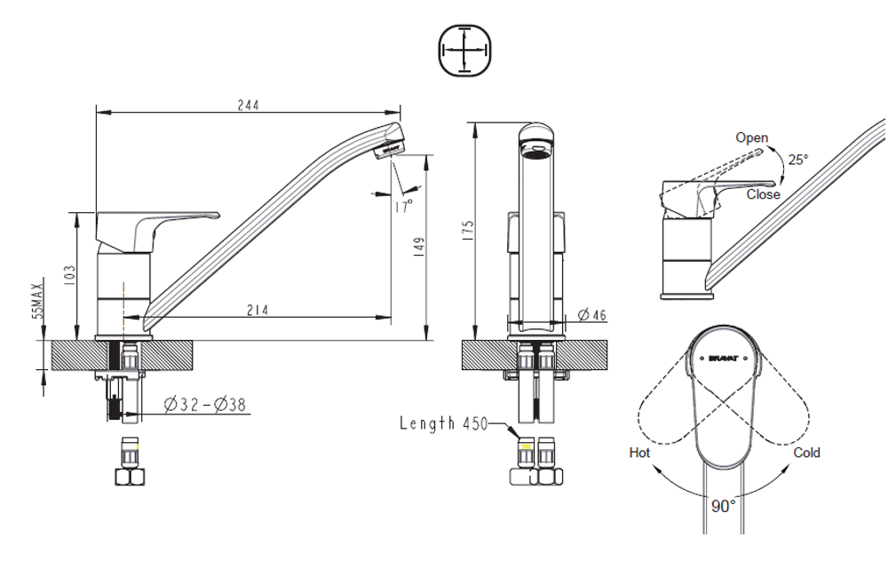 Смеситель для кухни Bravat Alfa