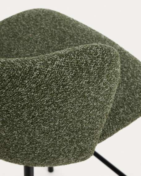 Барный стул Ciselia из темно-зеленого шенилла с ножками из черной стали