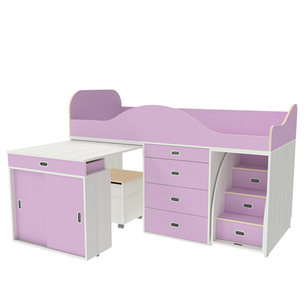 Кровать-чердак КарИВи Малыш Люкс Белое Дерево Ирис