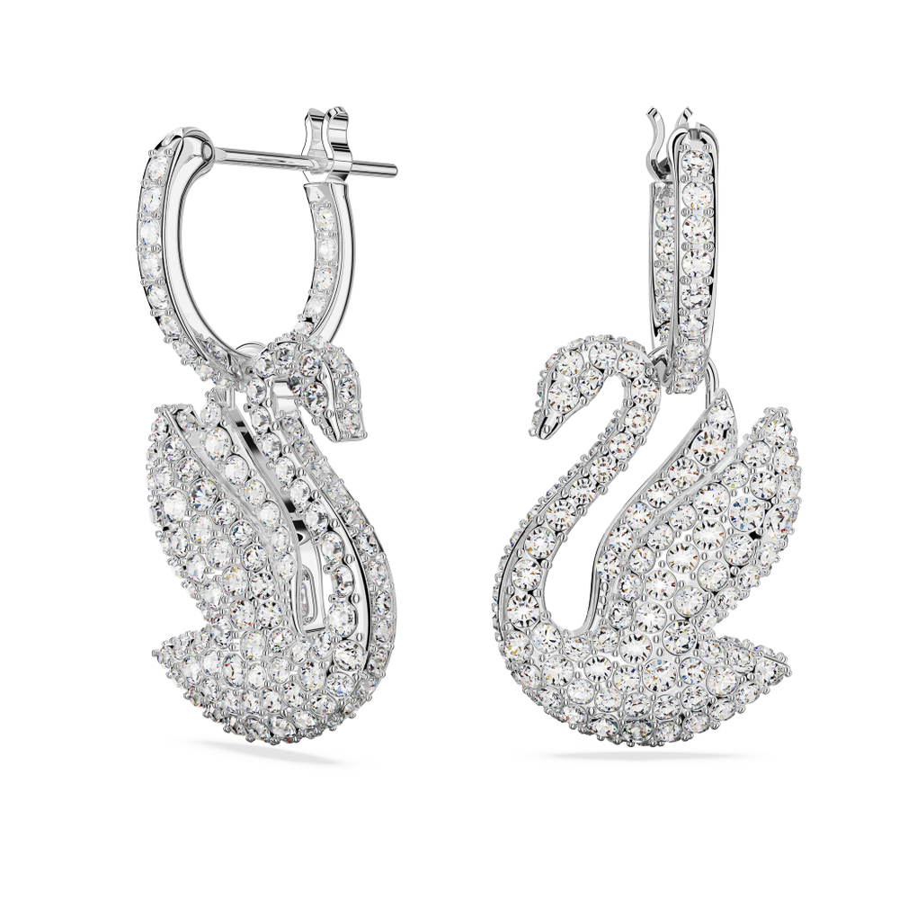 ICONIC SWAN:PE HOOP EARRINGS WHI/RHS