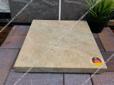 Interbau - Abell, жёлто-бежевый, цвет 270, 310x304x9.5 - Клинкерная ступень - прямой угол