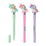 Ручка шариковая, Basir, синие чернила, серия "Единорог", с резиновой фигуркой и фонариком, 36 шт