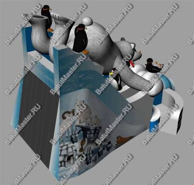 Большой надувной батут-горка "Мишка на севере"