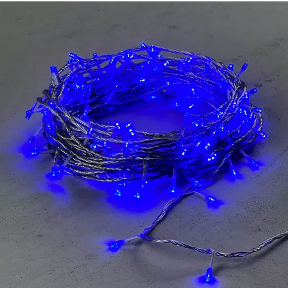 Светодиодная гирлянда с возможностью динамики 20 м., 200 синих LED ламп, 24V., прозрачный силиконовый провод, IP65, Beauty Led (EST200-3W10-1B)