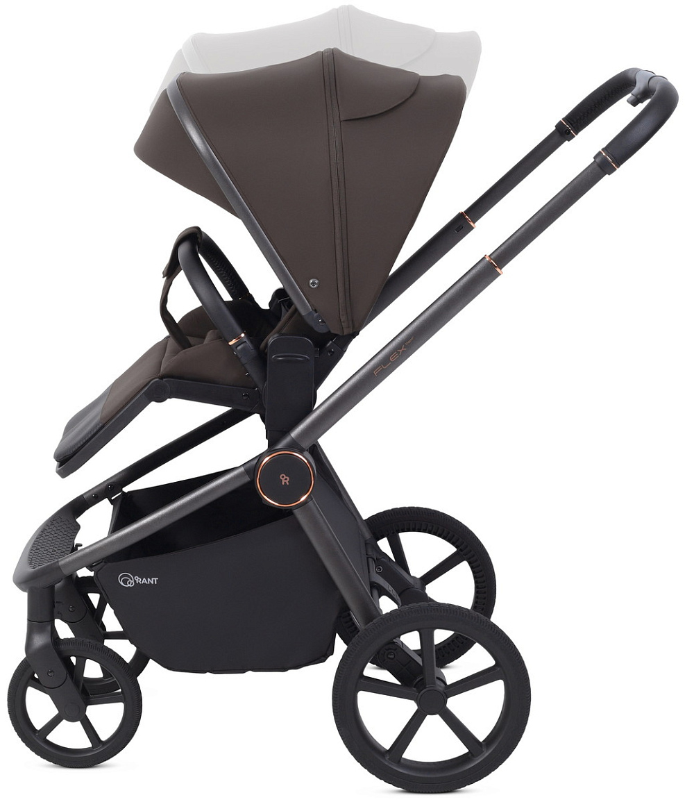 Детская коляска Rant Flex Therm Soft 3 в 1 с автокреслом Evomax Black Shine Brown