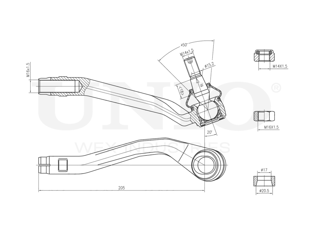 Наконечник рулевой правый UNIO SSP-10076