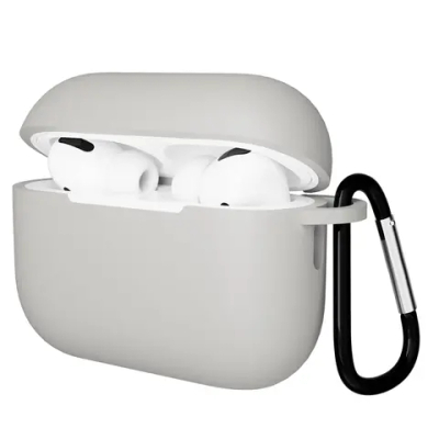 Чехол для Airpods Pro 2 Gurdini прорезиненный soft touch c карабином Серый
