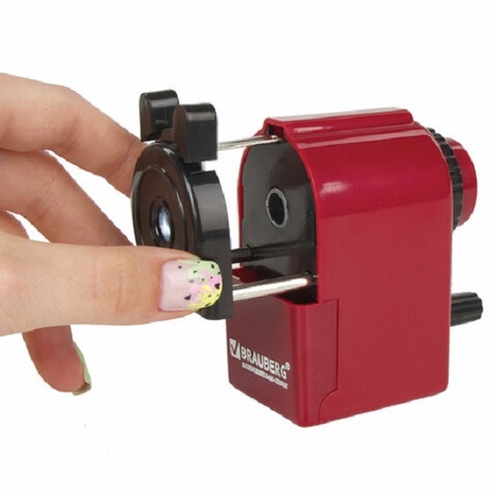 Точилка механическая Brauberg, пласт. корпус, бордовый, инд. упак.