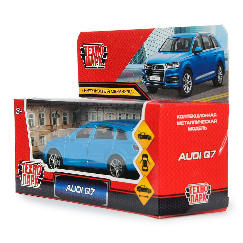 Модель ин. мет. "Audi Q7" 12см, двер, багаж, синий, в коробка Q7-12-BU (Технопарк)