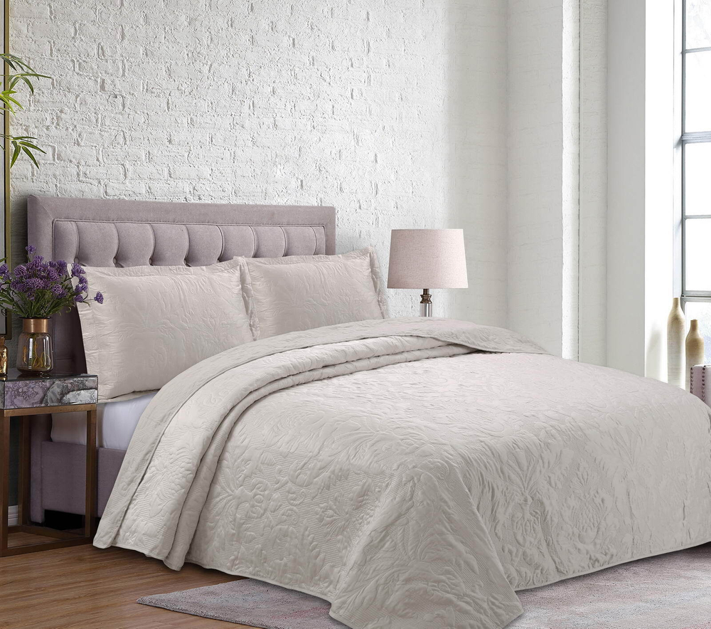 Покрывало 240x260 и 2 наволочки 50х70 Sofi De MarkO Мистерио бежевое