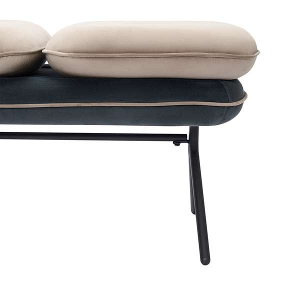 Банкетка Pea, велюр, бежевая/темно-серая